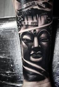 Warna gaya lengan Hindu, seperti corak tatu patung Buddha
