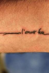 Uneven stitching of arms with letter tattoo pattern