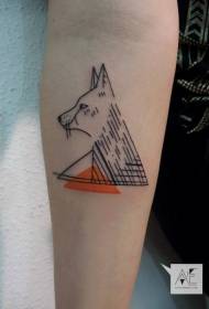 Brazo lobo de estilo xeométrico simple con tatuaxe de triángulo