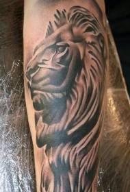 Braço masculino pedra leão estátua estilo tatuagem padrão