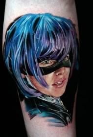 Modello di tatuaggio eroina maschera realistica di colore del braccio
