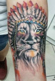 Petitu bracciu indianu mudellu di tatuaggi di culore di leone
