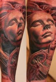 Arm brown stone style woman statue tattoo picture