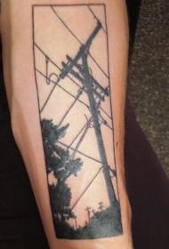 Línea de cable negro con patrón de tatuaje de árbol