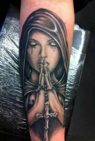 Oborožite novi šolski slog obarvani skrivnostni molitveni ženski tatoo