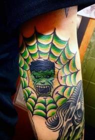 Pajęczyna w kolorze ramienia z wzorem tatuażu Hulk
