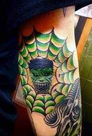 Gréasán damháin alla dhath dath de phatrún tattoo hulk