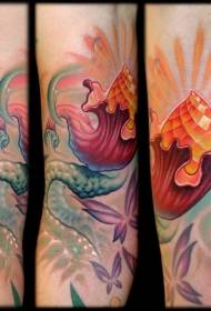 modello di tatuaggio fiore incandescente di colore molto bello