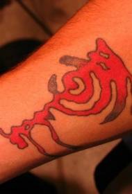 Ruka u boji crveni labirint uzorak tetovaža
