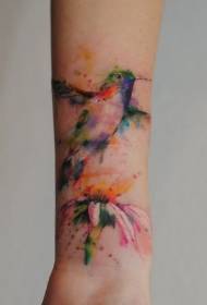 Arm vodena boja slatka hummingbird tetovaža uzorak