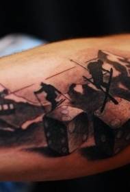 Modello tatuaggio braccio sciatore diavolo marrone