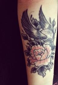 Arm pret kombinasie blomme tatoeëring patroon