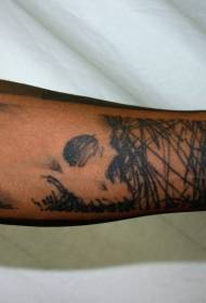 Modeli tatuazh xhungël i personalitetit të zi me krah të zi