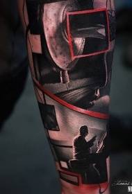 Braccio realistici disegni di tatuaggi di musicisti dipinti e strumenti musicali