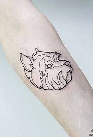 Piccolo modello di tatuaggio a forma di piccola testa di cane fresco
