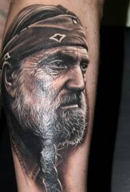 Braccio uomo stile realistico colorato uomo ritratto tatuaggio modello