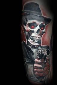 I-Arm yasekuqaleni imidwebo yesitayela sombala yangaphambili sathane tattoo skull