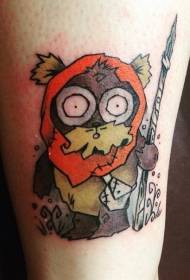 Patrón de tatuaxe de heroe de debuxos animados en cor de brazo