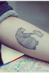 Sød bjørn og cub arm tatoveringsmønster