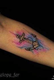 Pienen käsivarren väri ankkuri splash muste tatuointi kuvio