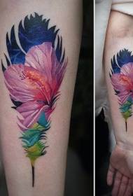 महिला हाथ का रंग यथार्थवादी छोटे फूल टैटू पैटर्न