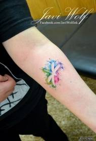 ʻO ka ankle dragonfly color splash ink tattoo pattern