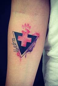 Model i tatuazhit të kryqit të gjeometrisë me bojë të vogël spërkatje