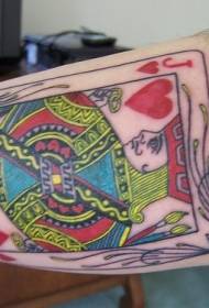 Arm farve spillekort konge tatoveringsmønster