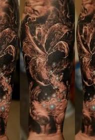 Barva roke realistično velik spektakularni vzorec tatoo z nitkami