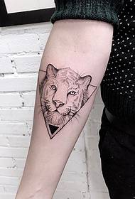 Arm tiger head geometric tattoo pattern