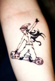 手臂自製彩色滑雪女人紋身圖片