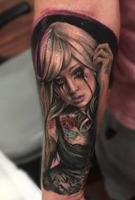 Armfarge realistisk mystisk kvinne tatoveringsmønster