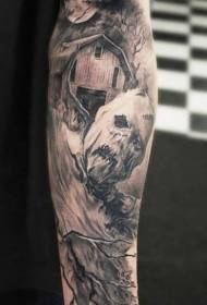 Tatuatge monstre fastigós i rentat de braç gris