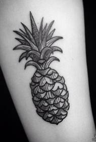 Piccolo modello di tatuaggio a forma di ananas con piccola linea grigia nera fresca
