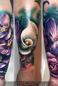brațe oameni Minunat model de tatuaj de flori colorate realist