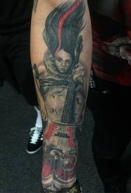 Arm новый стиль красочный женский музыкант татуировки картины