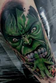 Evil Hulk in zeleni vzorec tatoo-portret