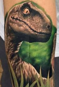 Иллюстрированный цветной рисунок с татуировкой динозавра