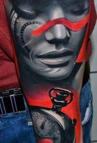 Isimanje Somdabu Wesitayela Somdabu Clock Female Portrait tattoo