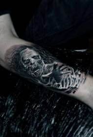 moderna horora stilo nigra kaj blanka monstro fantoma armleto tatuaje ŝablono