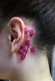 meisje dan zacht roze bloem elegant tattoo patroon
