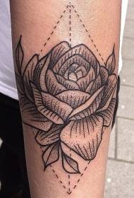 Arm Old School Punkt Tattoo Geometrie mit Rose Tattoo Muster