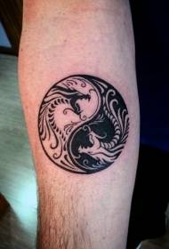arm yin och yang skvaller symbol fantasi dragon tatuering mönster
