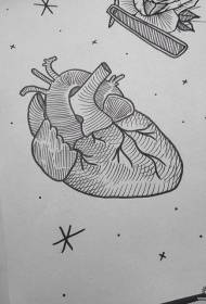 قلب خط بسيط نمط الوشم المخطوط