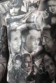 Csodálatos fekete különféle filmhősök portré tetoválás mintái