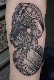 modello tatuaggio braccio braccio cane nero vecchia scuola