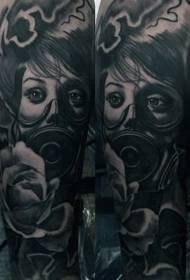fiocco maschera nera nuova scuola femminile antigas e motivo tatuaggio rosa