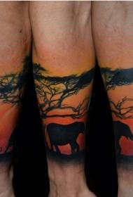 lengen Becik wit gurun warna kanthi pola tato gajah