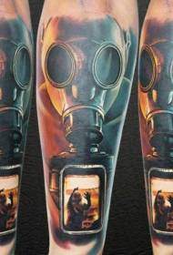 Illustratioun Stil Faarf Gas Mask Tattoo Muster