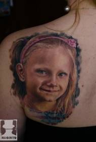 tilbake realistisk realistisk søt jenteportrett tatoveringsmønster